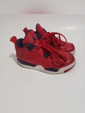 Air Jordan 4 Retro FIBA PS Kids 12C Gym Red Obsidian BQ7669-617 Shoes  Well Kept